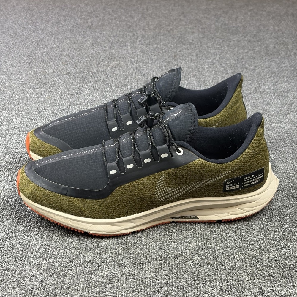 Nike Air Zoom Pegasus 35 Shield Utility Olive Flak Black Men's Running Shoes 9.5